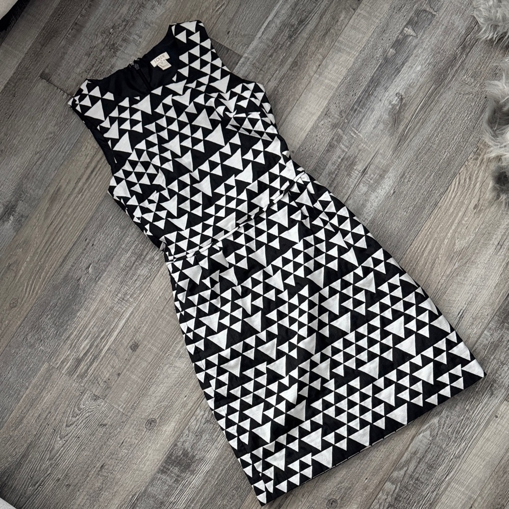 J Crew 00 Geometric Black and White Dress